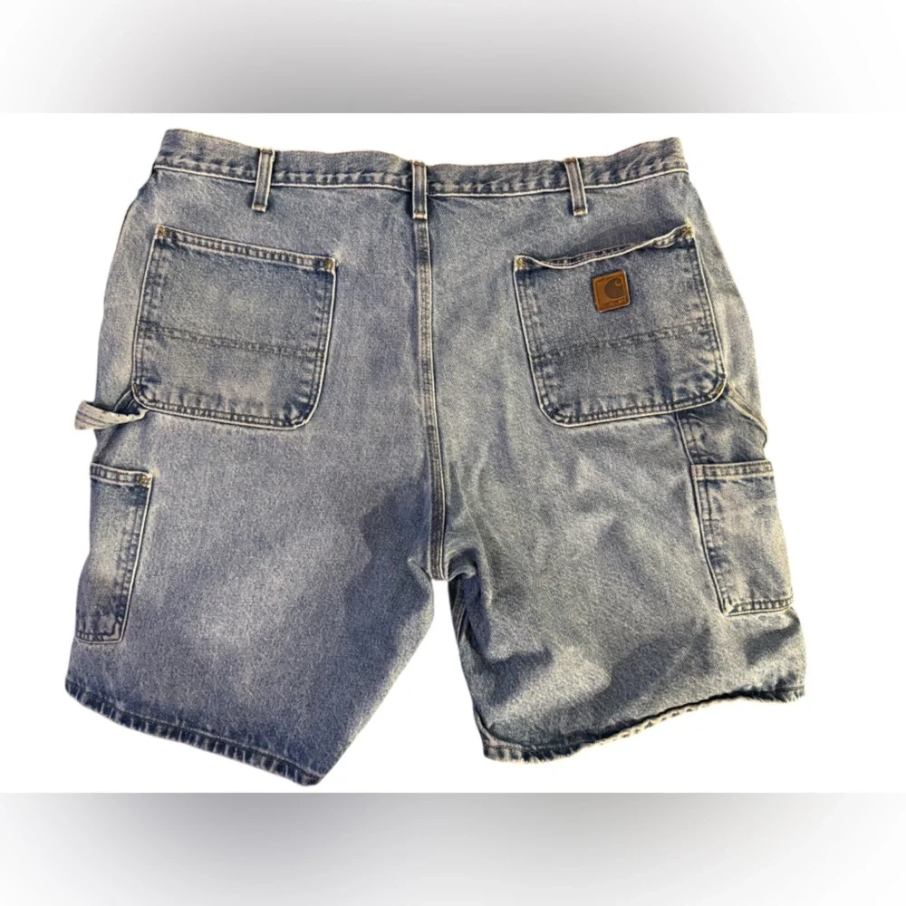 Carhartt Jean Shorts Mens 40 B29 STW Blue Denim Carpenter Jorts Work Wear Pocket